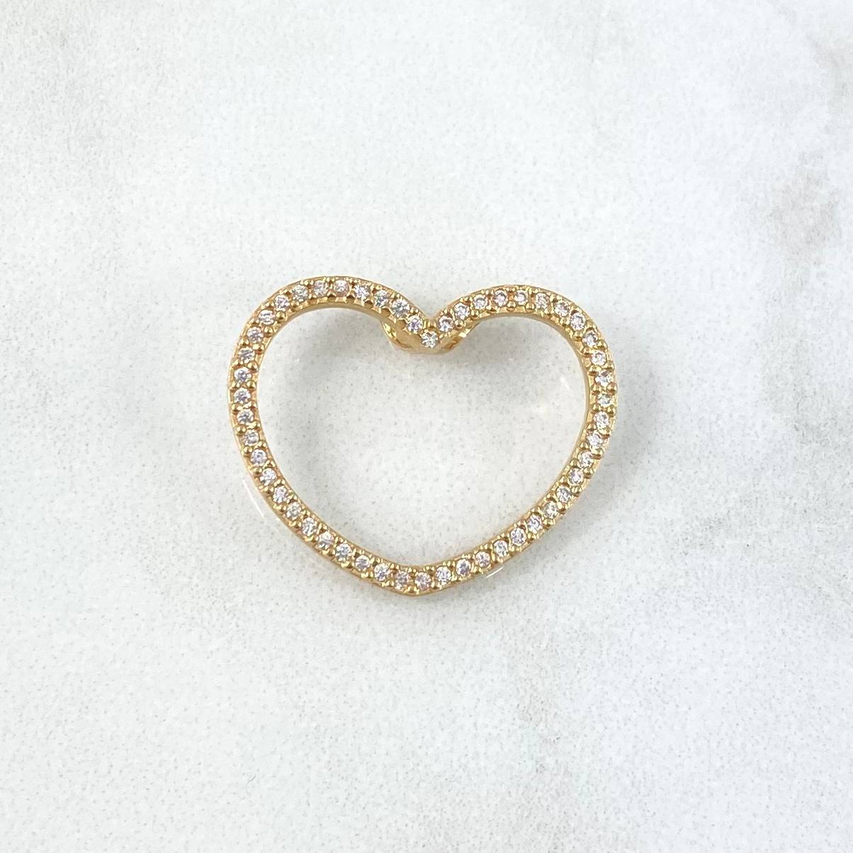 Pendant Heart 2gr / 2cm / Without Charger - White Zircons 18K Yellow Gold
