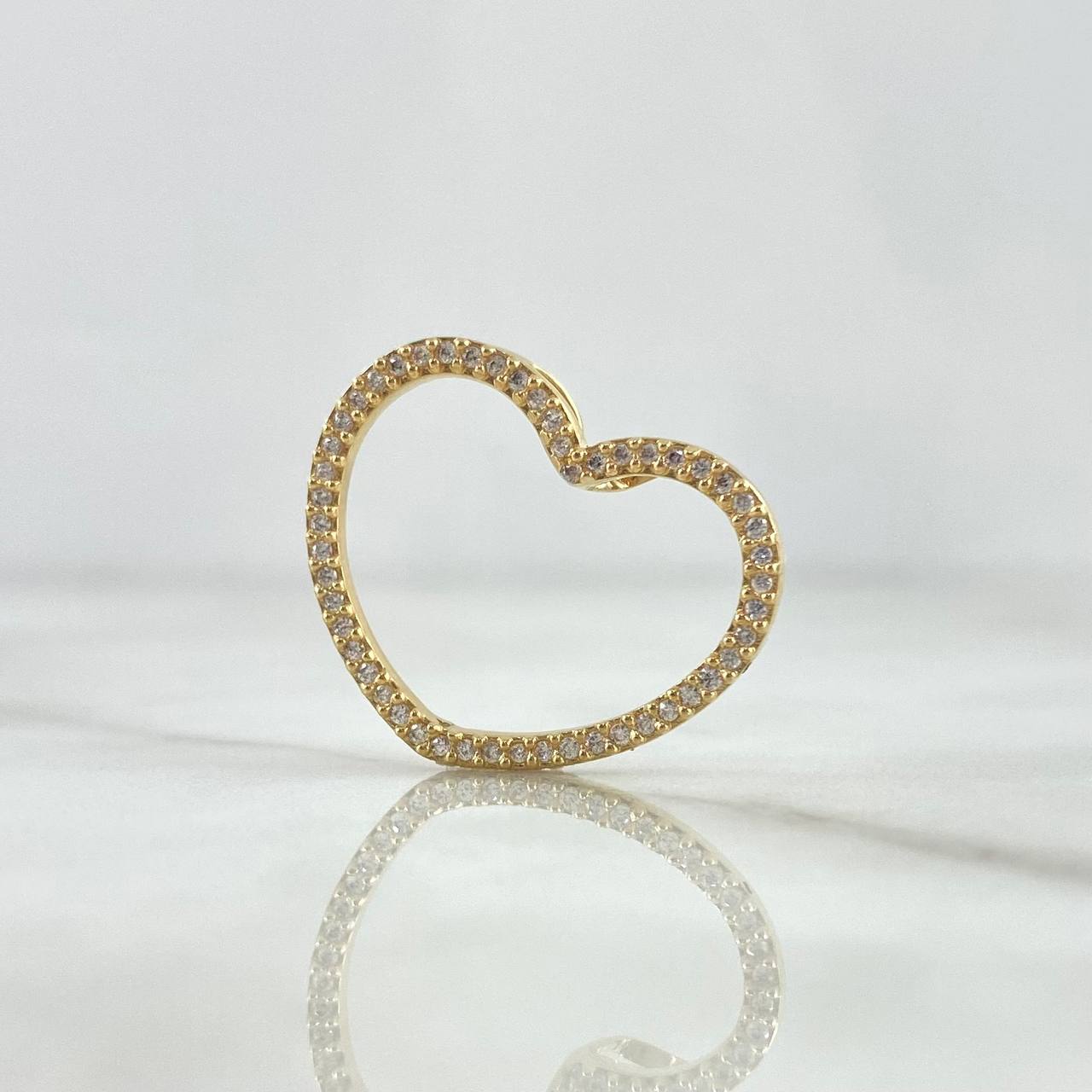 Pendant Heart 2gr / 2cm / Without Charger - White Zircons 18K Yellow Gold