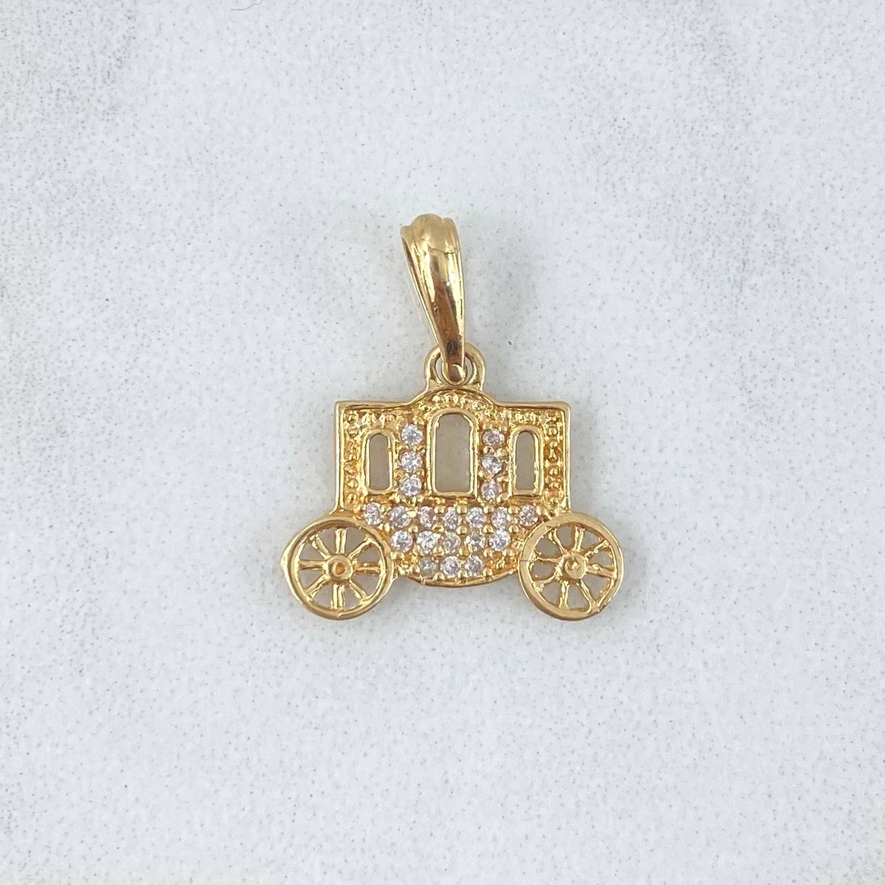 Pendant Carriage 1.45gr / 1.9cm / White Zircons 18K Yellow Gold