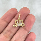 Pendant Carriage 1.45gr / 1.9cm / White Zircons 18K Yellow Gold
