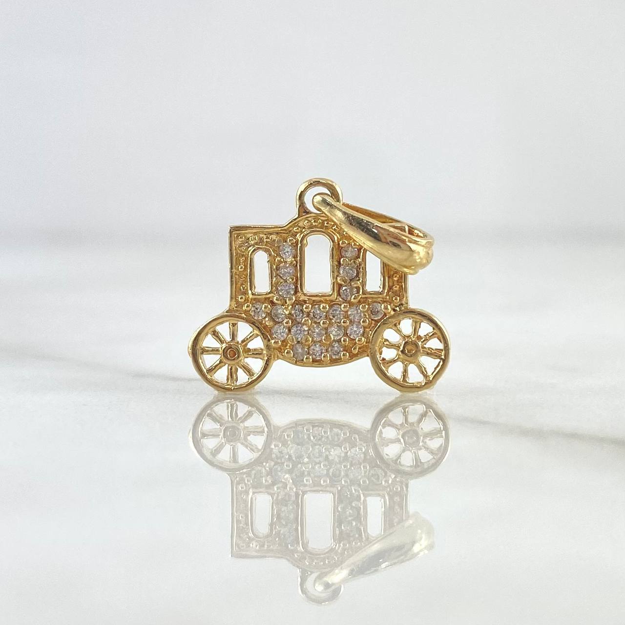 Pendant Carriage 1.45gr / 1.9cm / White Zircons 18K Yellow Gold
