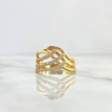 Intersected Lines Ring 5gr / T7 1/2 / White Zircons 18K Yellow Gold