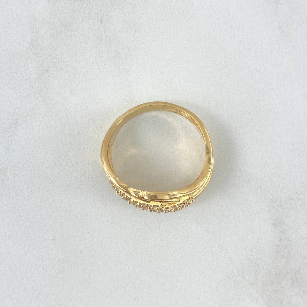 Intersected Lines Ring 5gr / T7 1/2 / White Zircons 18K Yellow Gold