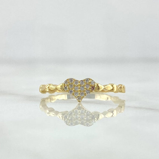 Heart Ring 1.55gr / Size 7 / White Zircons 18K Yellow Gold