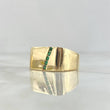 Intermediate Line Diagonal Signet Ring 8.85gr / Size 10 / Green Zircons 18K Yellow Gold ©