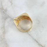 Intermediate Line Diagonal Signet Ring 8.85gr / Size 10 / Green Zircons 18K Yellow Gold ©