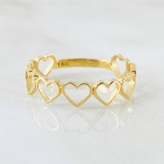Anillo Corazones 1.4gr / 8 1/4 / Oro Amarillo 18K