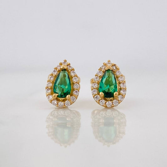 Tear Halo Stud Earrings 1.2g / in / 5.9mm Yellow Gold 18K