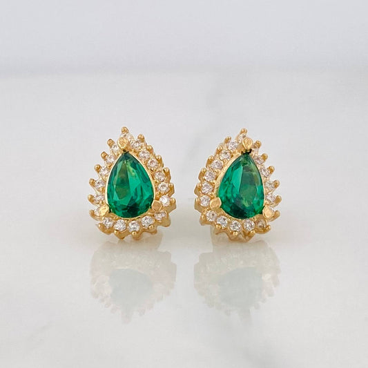 Tear Halo Stud Earrings 2.1g / in / 7.6mm Yellow Gold 18K
