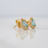 Stud Earrings Halo Teardrop 1.2g / in / 5.8mm Yellow Gold 18K