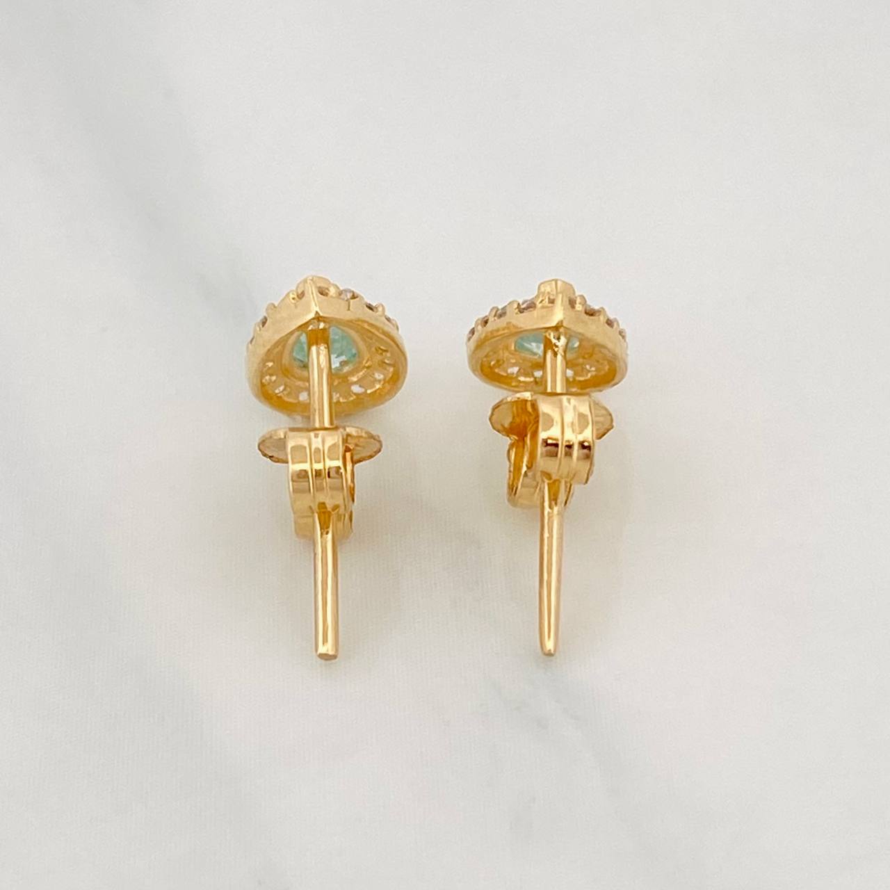 Stud Earrings Halo Teardrop 1.2g / in / 5.8mm Yellow Gold 18K