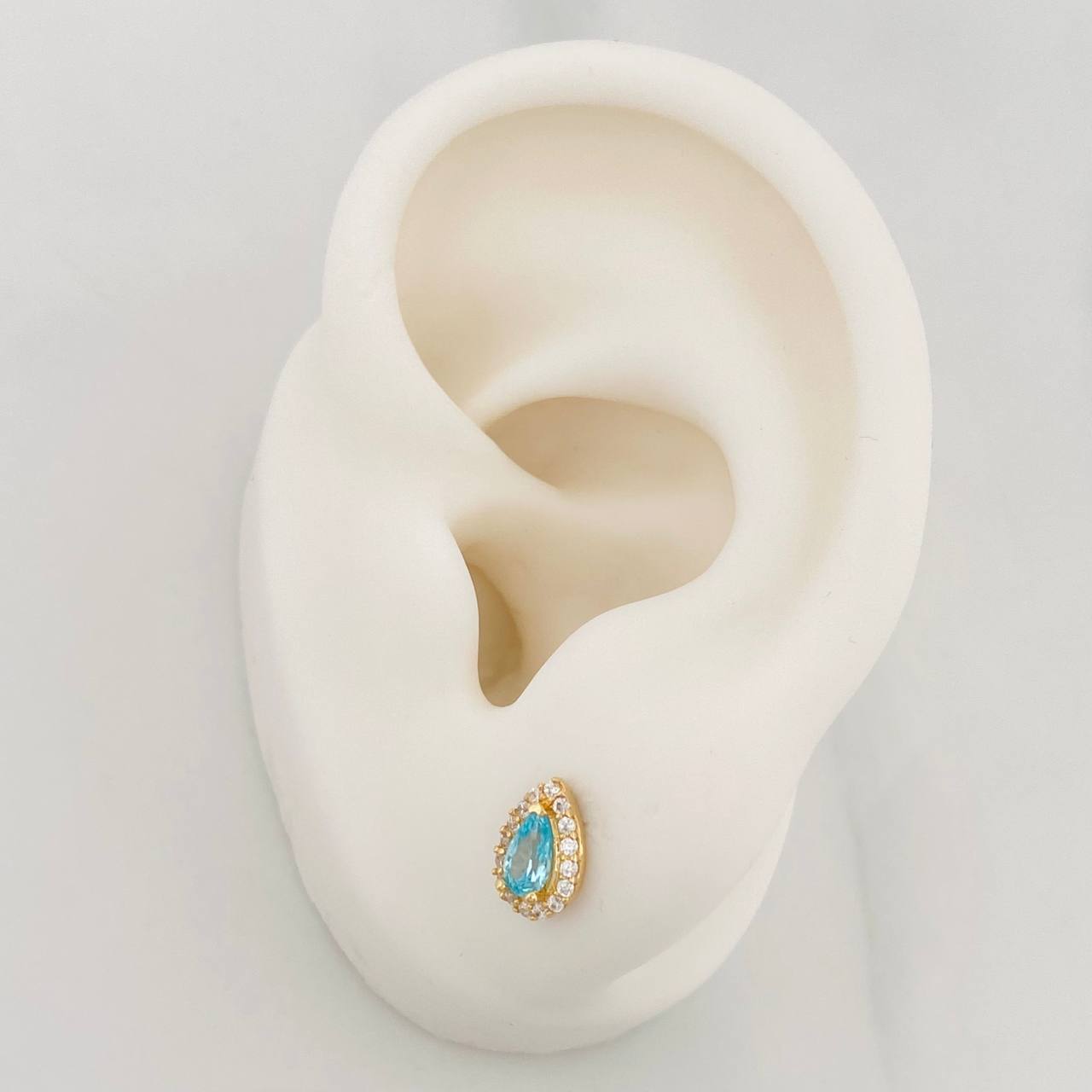 Stud Earrings Halo Teardrop 1.2g / in / 5.8mm Yellow Gold 18K