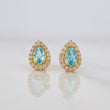 Stud Earrings Halo Teardrop 1.2g / in / 5.8mm Yellow Gold 18K