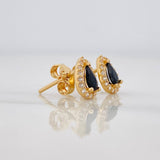 Tear Halo Stud Earrings 1.2g / in / 5.9mm Yellow Gold 18K
