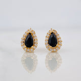 Tear Halo Stud Earrings 1.2g / in / 5.9mm Yellow Gold 18K