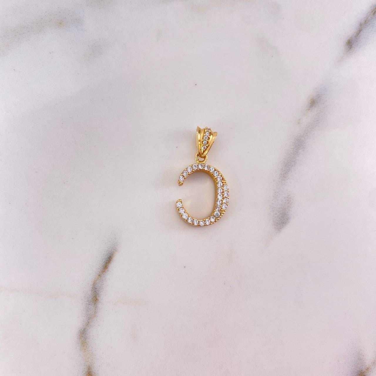 Pendant Letter C 2.5gr / 2.5cm / White Zircons 18K Yellow Gold #