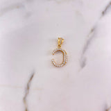 Pendant Letter C 2.5gr / 2.5cm / White Zircons 18K Yellow Gold #