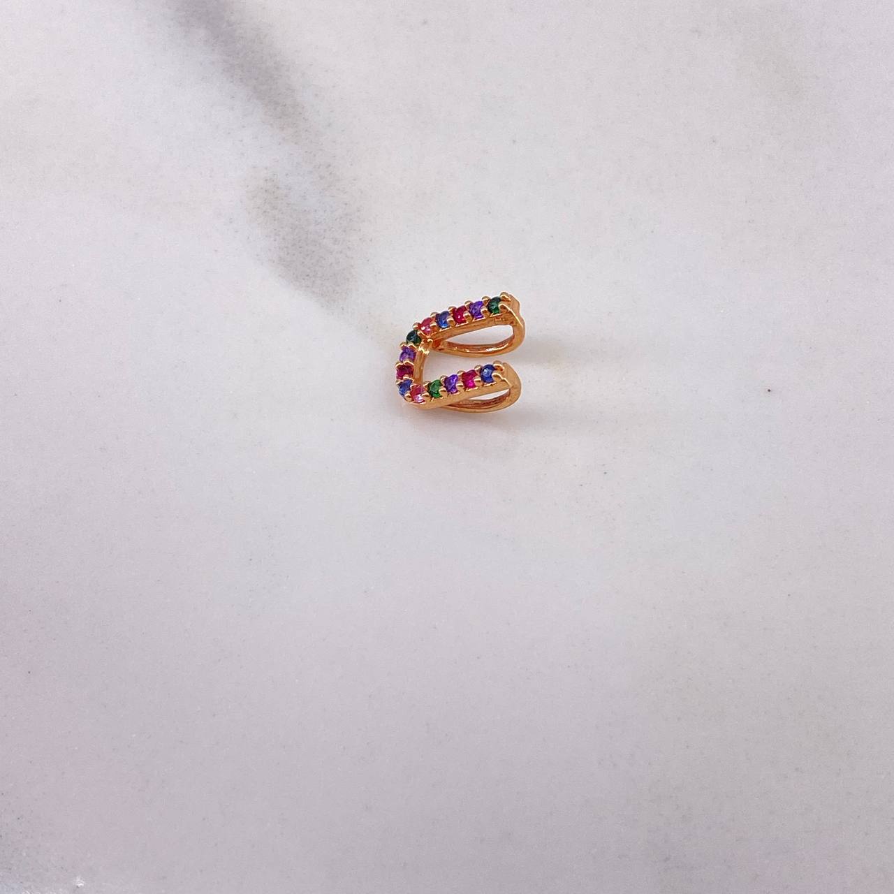 Pendant Letter U 0.4gr / 0.8cm / Colored Zircons 18K Rose Gold #