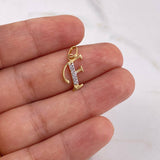 Dije Letra F 0.75gr / 2cm / Circones Blancos Oro Amarillo 18K #