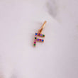 Pendant Letter F 0.5gr / 1.5cm / Colored Zircons 18K Rose Gold #