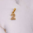 Pendant Number 2 0.85gr / 1.8cm / White Zirconia 18K Yellow Gold #