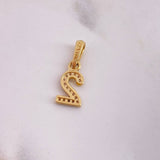 Pendant Number 2 0.85gr / 1.8cm / White Zirconia 18K Yellow Gold #