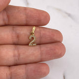 Pendant Number 2 0.85gr / 1.8cm / White Zirconia 18K Yellow Gold #