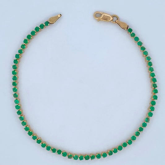 Tennis Bracelet Emeralds 6.2gr / 7 3/4 in / 18K Gold