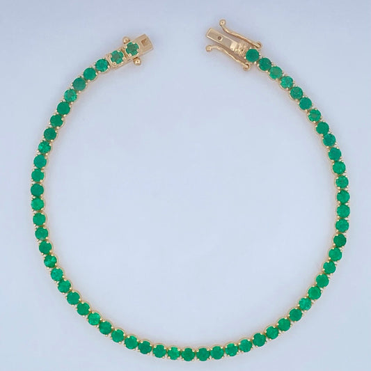 Tennis Bracelet Emeralds 7.9gr / 7 1/4 in / 18K Gold