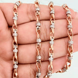 Cadena Rustica Nautilius 51.6gr / 27 3/4 in / 4.2mm Dos Oros Blanco Rosa 18K $