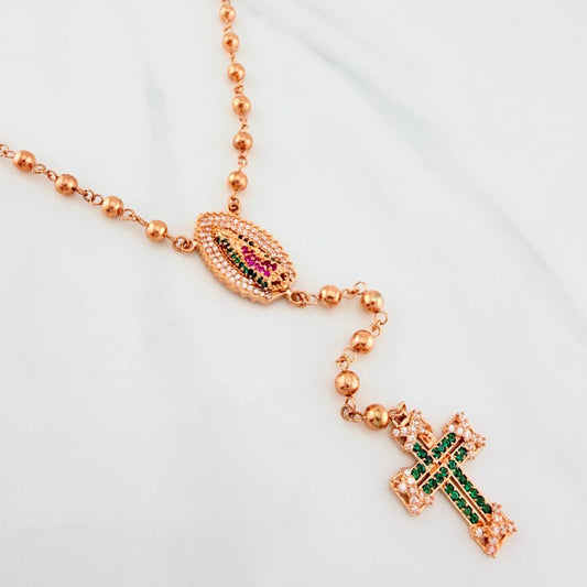 Rosary Virgin of Guadalupe 13.55 g / 15 1/4 in / 4 mm 18K Rose Gold