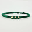 Green Woven Bracelet Plain Beads Yellow Gold 18K