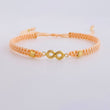 Pink Woven Bracelet Infinity Diamond Cut Beads Yellow Gold 18K