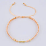 Pink Woven Bracelet Infinity Diamond Cut Beads Yellow Gold 18K
