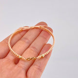 Pink Woven Bracelet Infinity Diamond Cut Beads Yellow Gold 18K