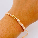 Pink Woven Bracelet Infinity Diamond Cut Beads Yellow Gold 18K