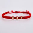 Red Woven Bracelet Plain Beads Yellow Gold 18K