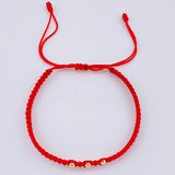 Red Woven Bracelet Plain Beads Yellow Gold 18K