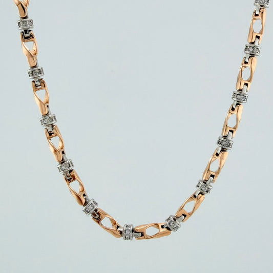 Cadena Rustica Nautilius 51.6gr / 27 3/4 in / 4.2mm Dos Oros Blanco Rosa 18K $