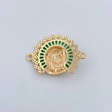 Charm Face Jesus Aureola 6.55gr / 2.3cm / White Green Zircons Two Yellows Yellow White 18K &