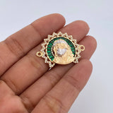 Charm Face Jesus Aureola 6.55gr / 2.3cm / White Green Zircons Two Yellows Yellow White 18K &