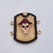 Charm Skull Plate 9.5gr / 3.5cm / Fuchsia Zircons Black Two Golds Black Yellow 18K &