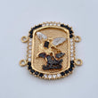 Herraje Placa San Miguel Arcangel 15.55gr / 3.7cm / Circones Blancos Negros Tres Oros 18K &