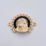 Charm Face Jesus Halo 6.45gr / 2.3cm / White and Black Zircons Two 18K Yellow and White Golds &