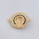 Charm Face Jesus Halo 6.45gr / 2.3cm / White and Black Zircons Two 18K Yellow and White Golds &