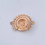 Charm Face Jesus Aureola 6.5gr / 2.3cm / White and Black Zircons Two 18K White and Rose Golds &