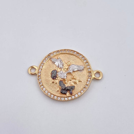 Herraje San Miguel Arcangel 4gr / 2cm / Circones Blancos Tres Oros 18K &