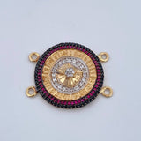Charm Roulette 6.3gr / 2.6cm / White Black Fuchsia Zircons Three 18K Golds &