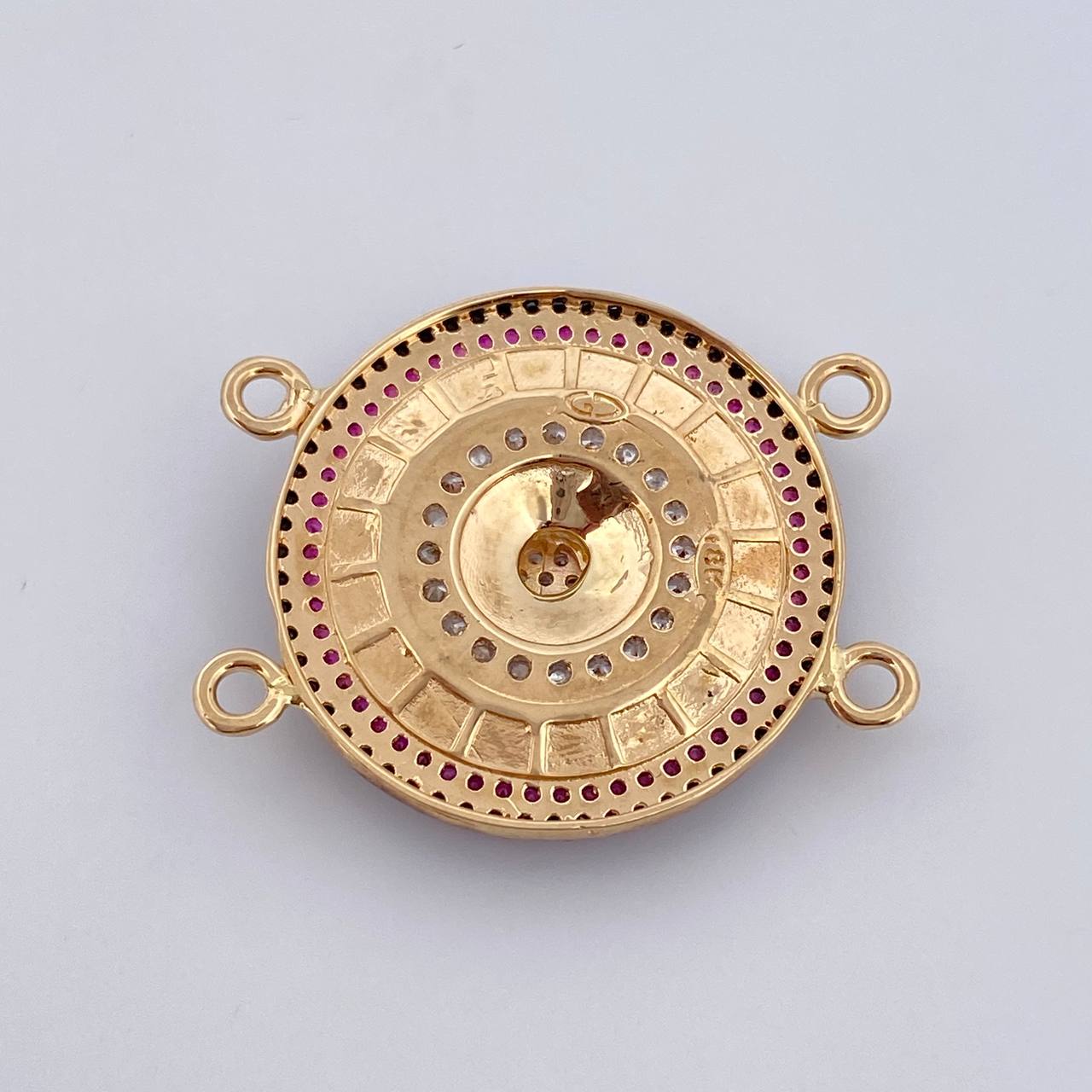 Charm Roulette 6.3gr / 2.6cm / White Black Fuchsia Zircons Three 18K Golds &
