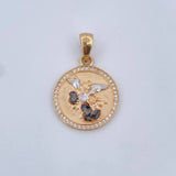 Dije San Miguel Arcangel 4gr / 3cm / Circones Blancos Tres Oros 18K &